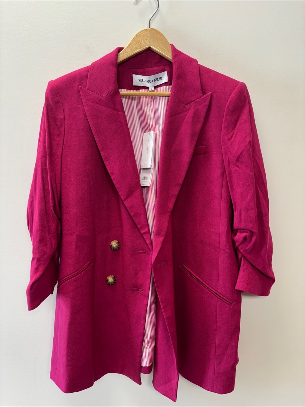 Veronica Beard Women's Bright Fuchsia Double-Breasted Blazer
